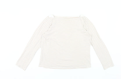 Mango Women's Beige Striped Long Sleeve Top L