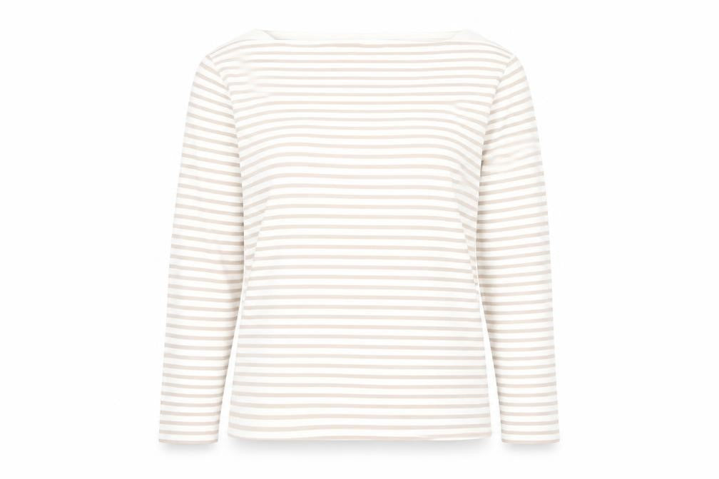 MNG Women's Beige Striped Long Sleeve Top L