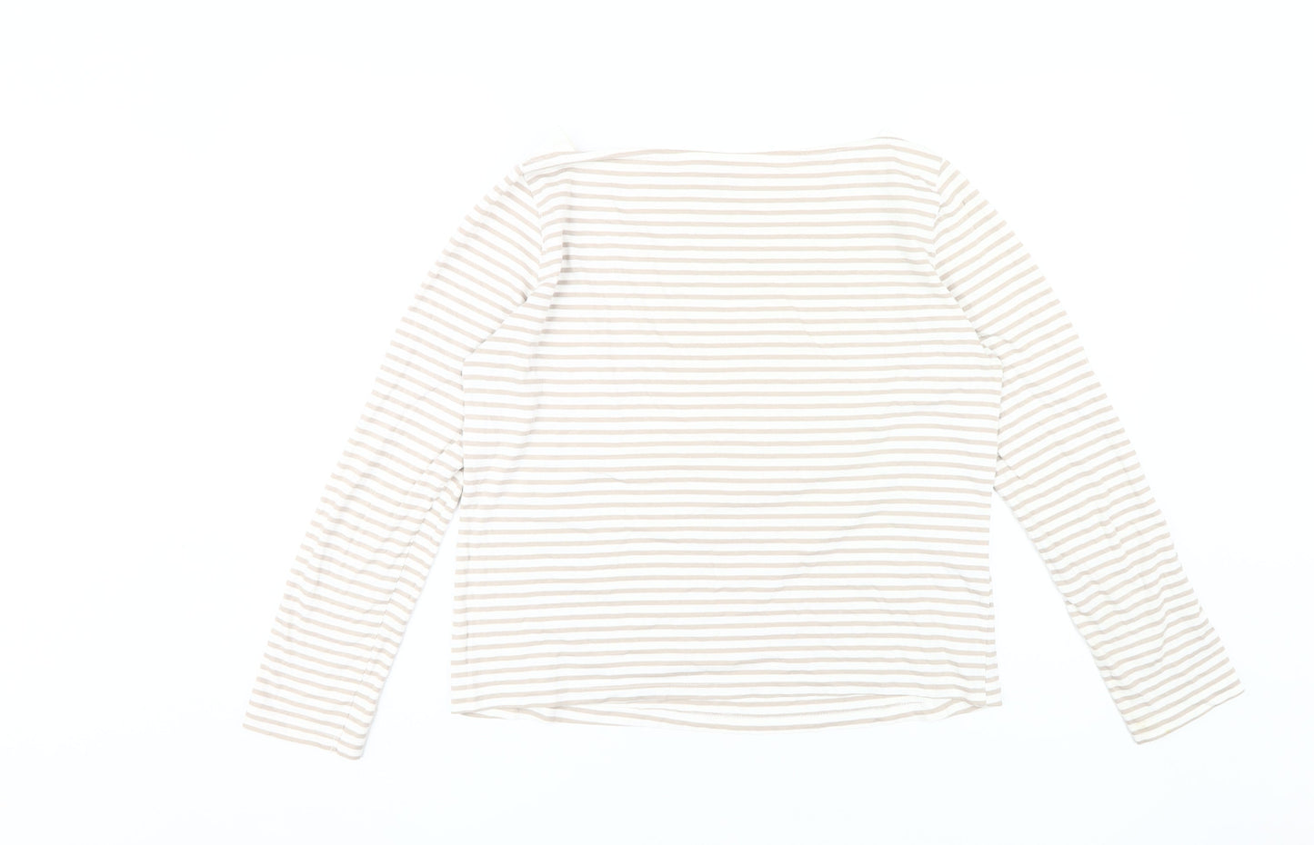 MNG Women's Beige Striped Long Sleeve Top L