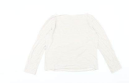 Mango Women's Beige Striped Long Sleeve Top L