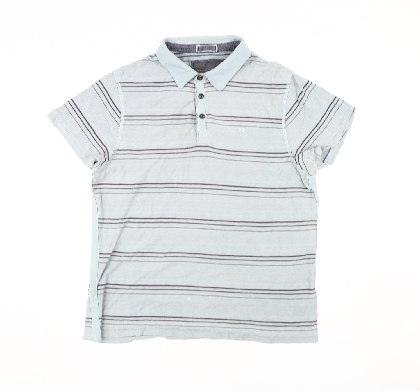 Rocha John Rocha Men's Grey Striped Polo Shirt M