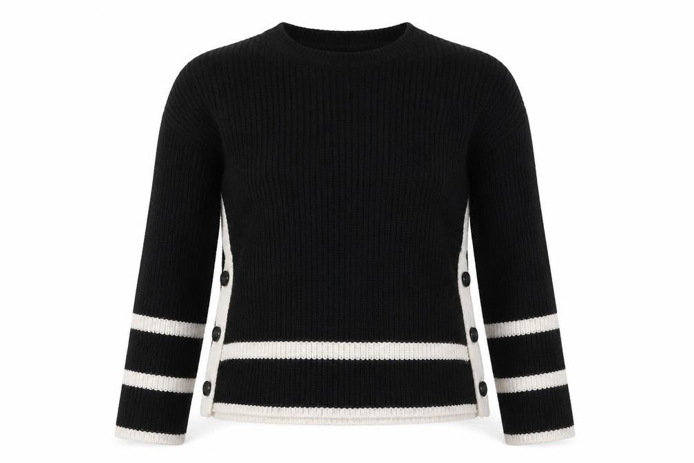 Marks & Spencer Women's Black Striped Jumper, Size S