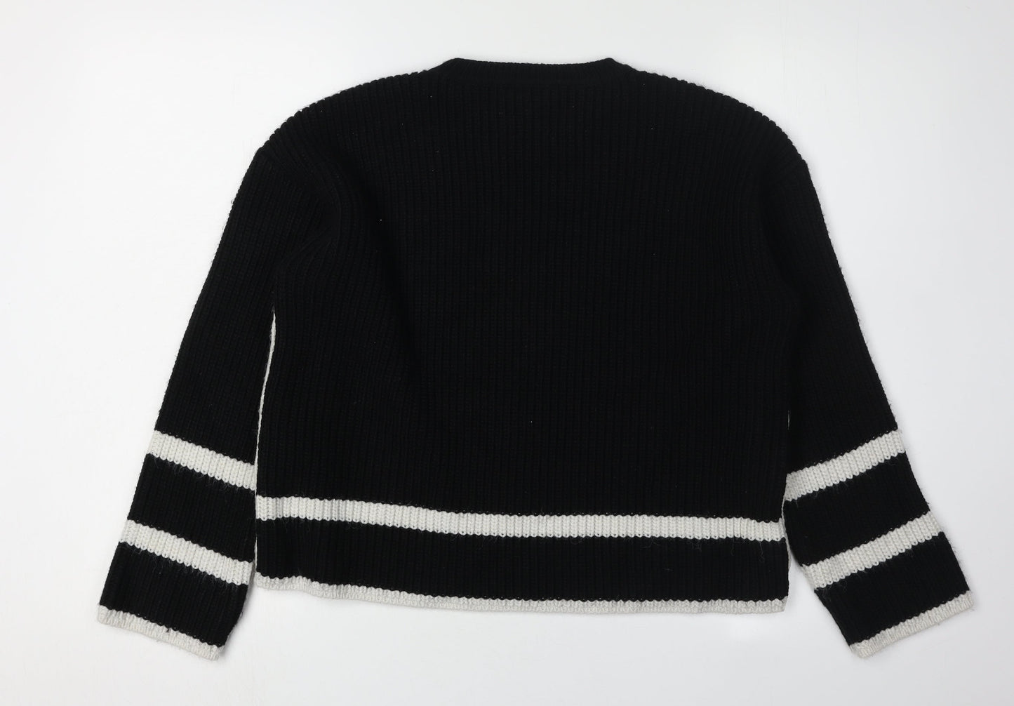 Marks and Spencer Women's Black Striped Jumper, Size S
