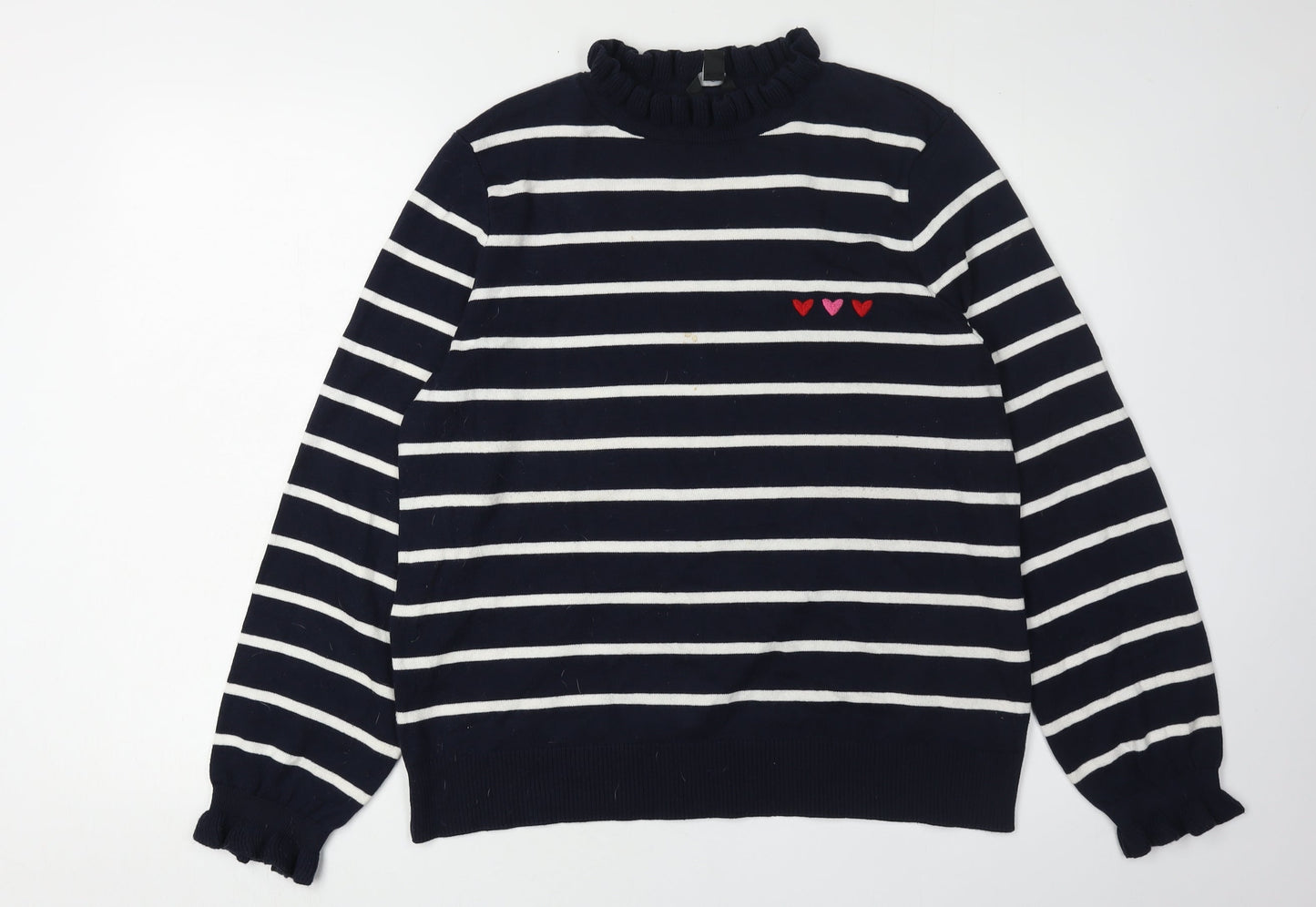 M&Co Women’s Blue Striped Pullover Jumper Size 16