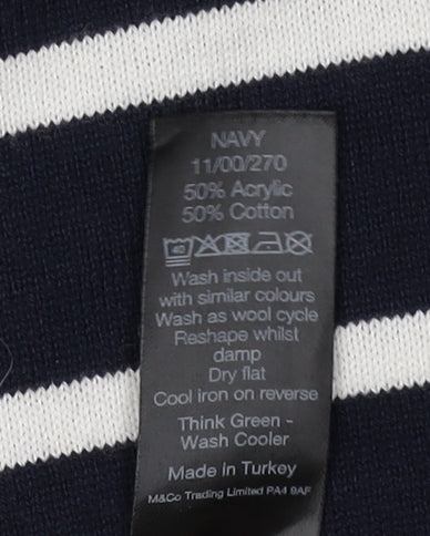 M&Co Women’s Blue Striped Pullover Jumper Size 16