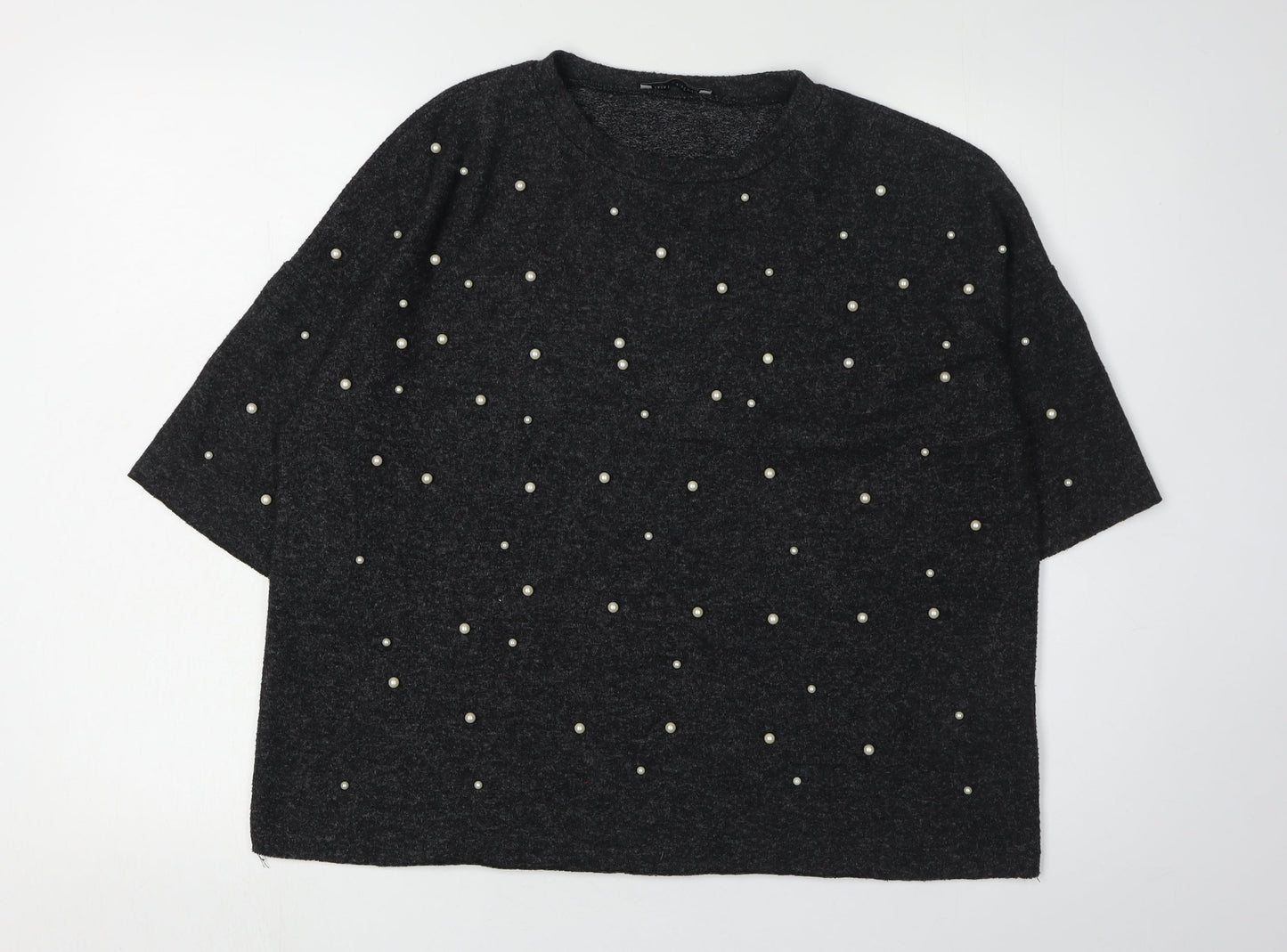 Zara Trafaluc Women’s Black Beaded Pullover Jumper S