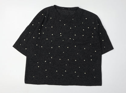 Zara Trafaluc Women’s Black Beaded Pullover Jumper S