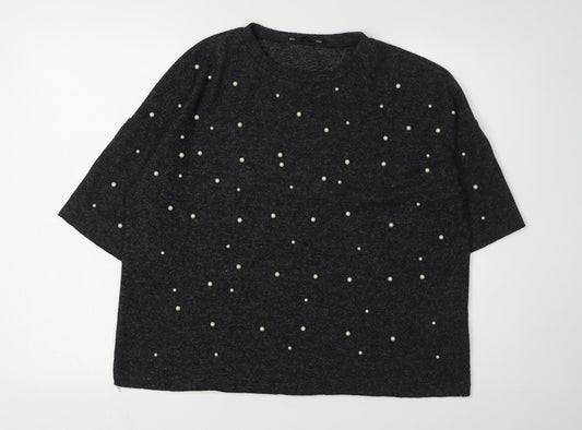 Zara Trafaluc Women’s Black Beaded Pullover Jumper S