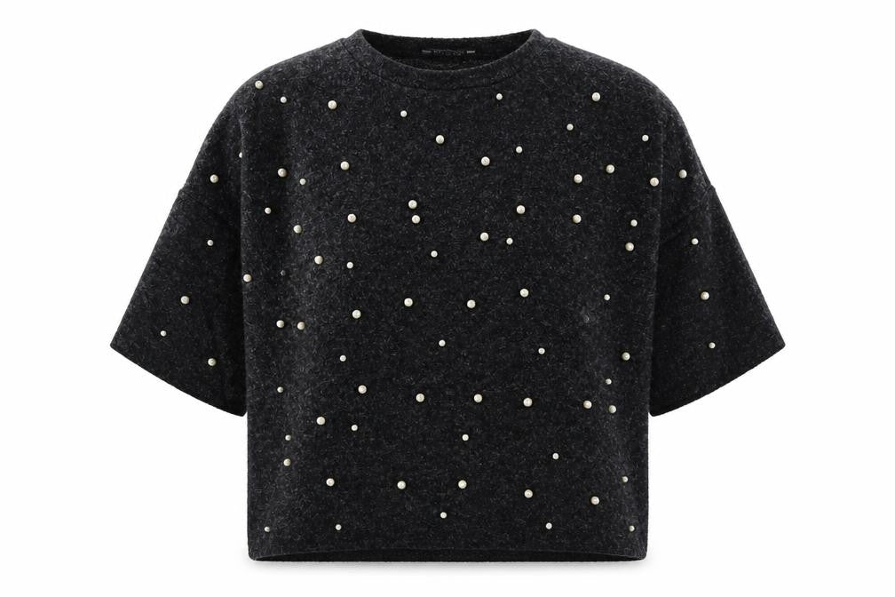 Zara Trafaluc Women’s Black Beaded Pullover Jumper S