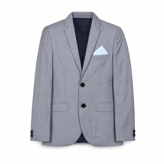 Front view of Milano Mayfair boys’ grey single-breasted suit jacket