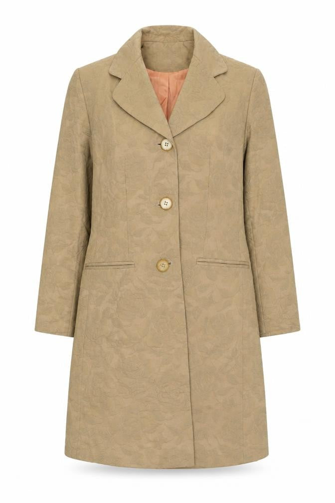 Gina Beige Floral Women's Overcoat Size 10