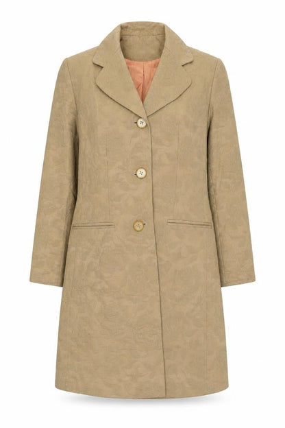 Gina Beige Floral Women's Overcoat Size 10
