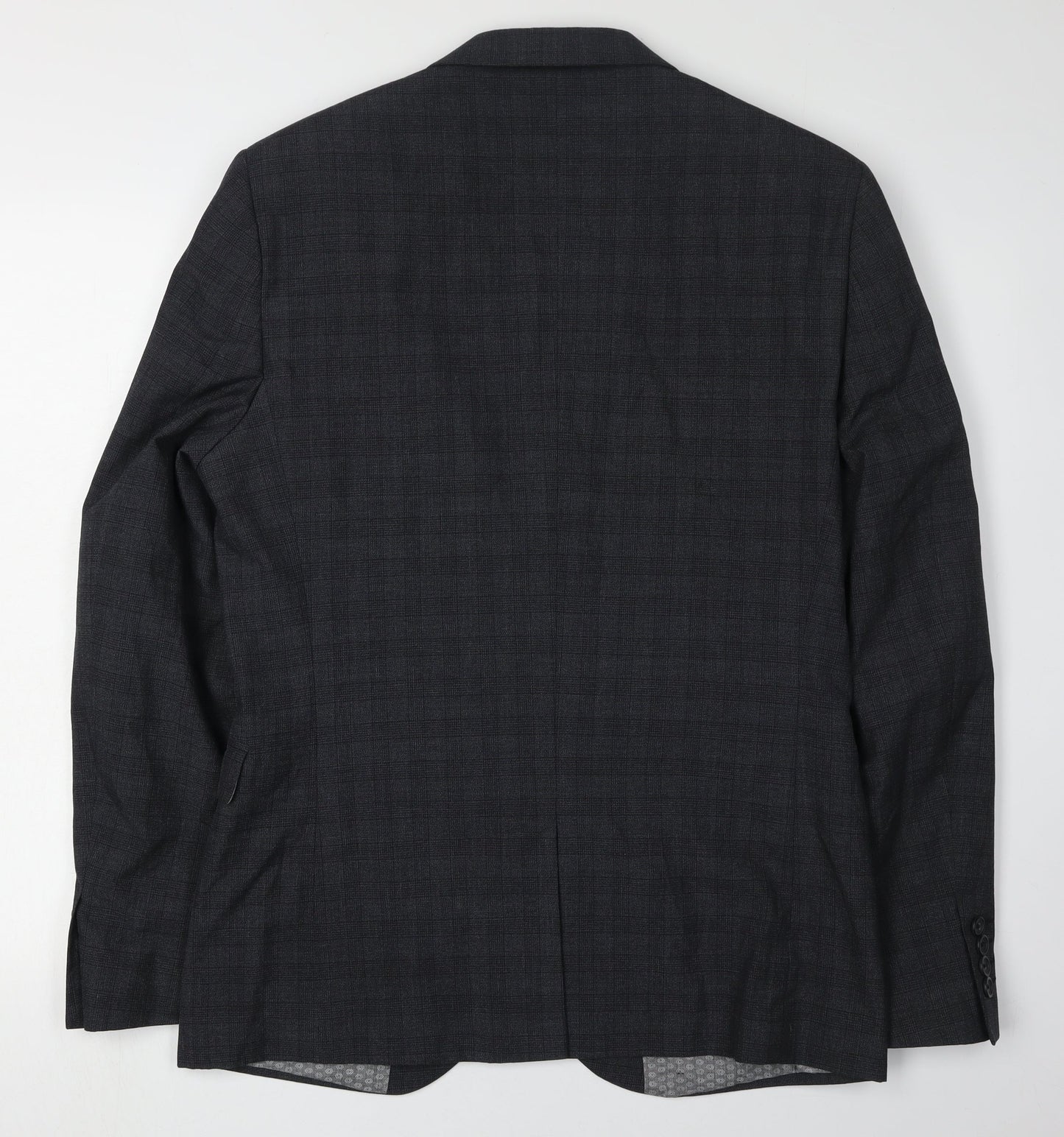Next Men's Grey Check Blazer, Size 40R, Elegant Style