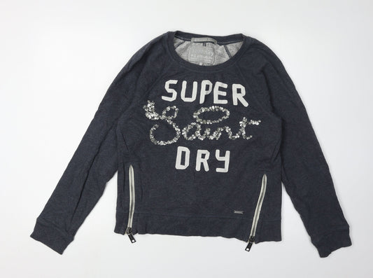 Superdry Women's Black Sequin Pullover Sweatshirt S