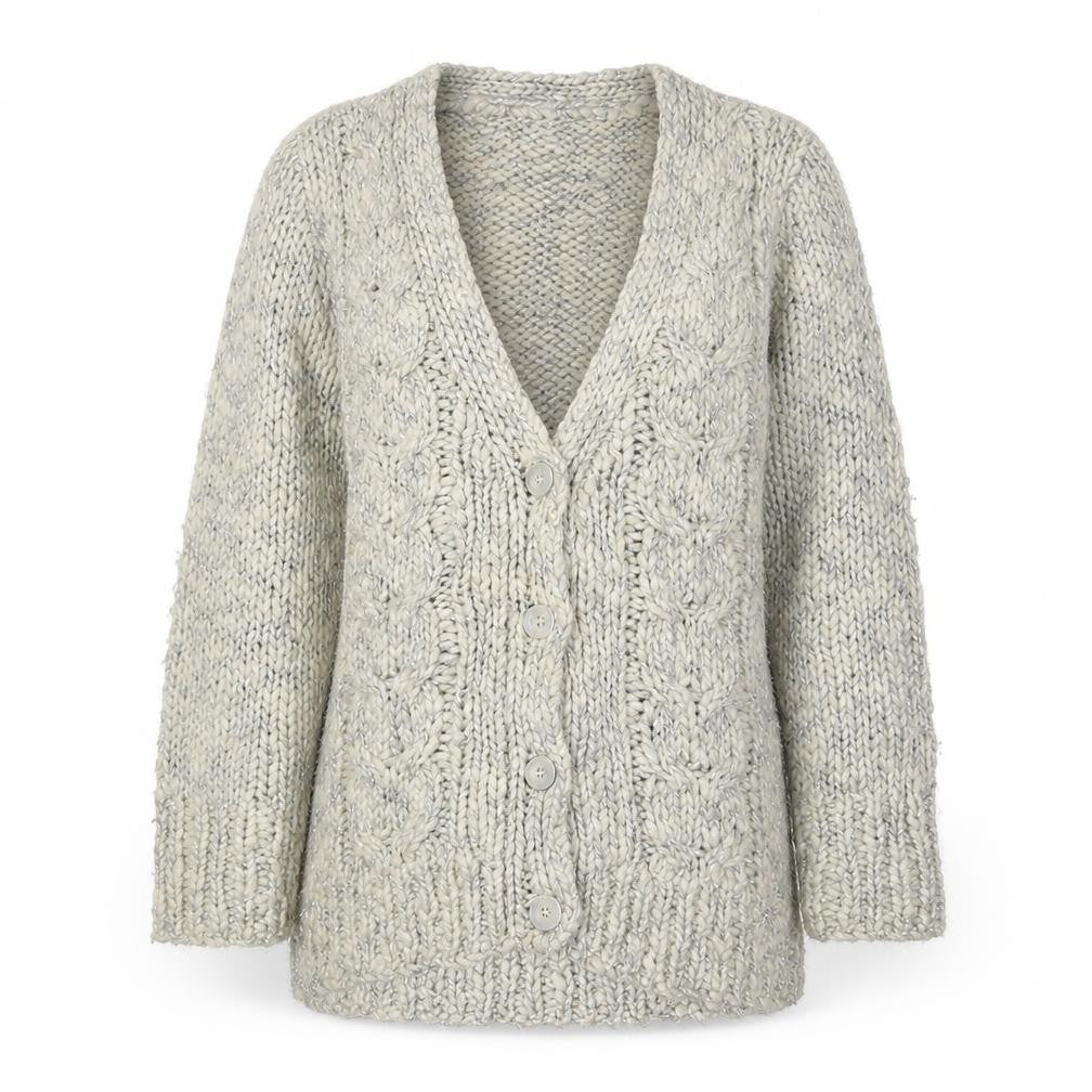 Oasis Women's Ivory Knit Cardigan Size M V-Neck Buttoned