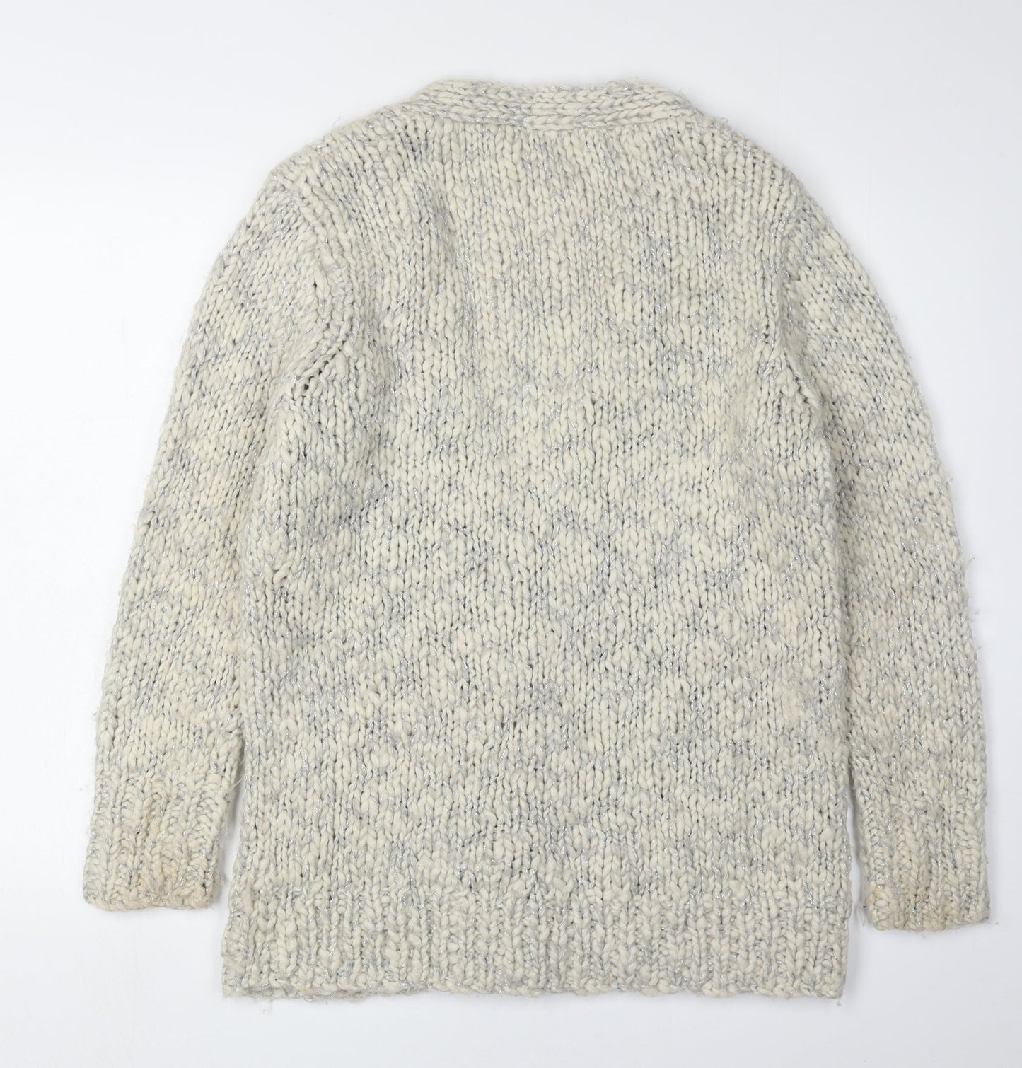 Oasis Women's Ivory Knit Cardigan Size M V-Neck Buttoned