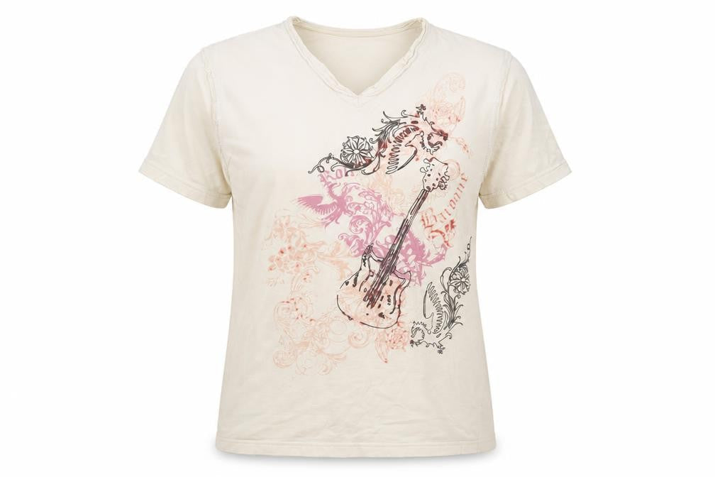 NEXT Unisex Beige Graphic V-Neck T-Shirt M