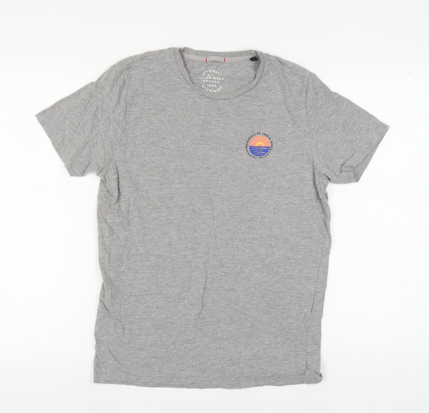Jack & Jones Grey Beach Theme Men's T-Shirt, S