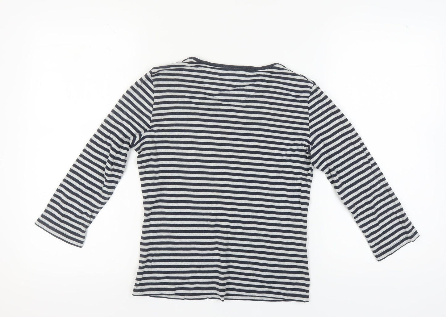 Esprit Women's Black Striped T-Shirt, M, V-Neck, 3/4 Sleeve
