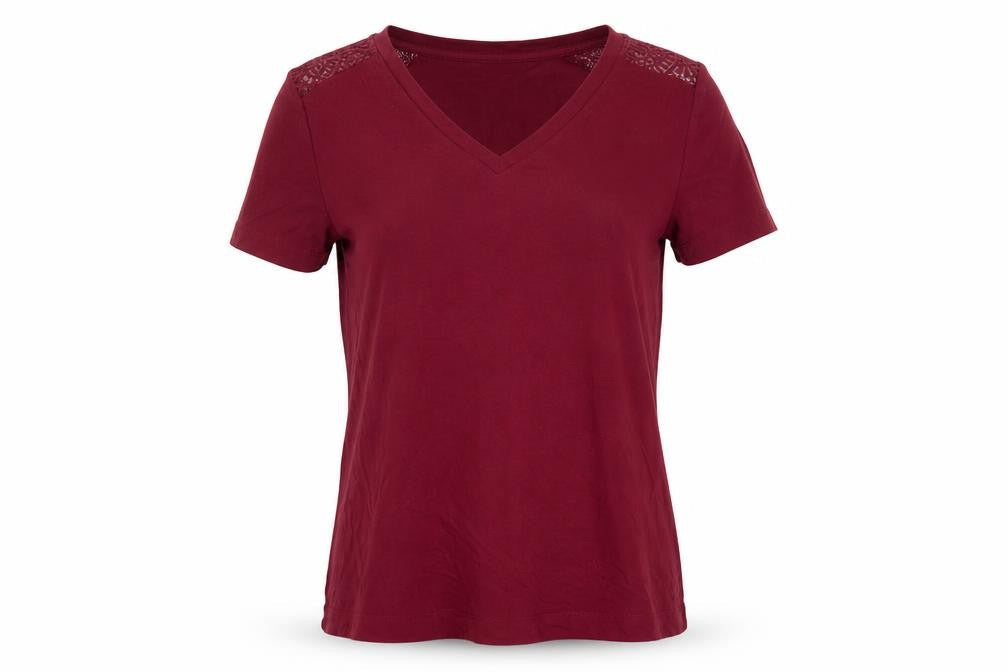 Marks & Spencer Red Women's Basic V-Neck T-Shirt S