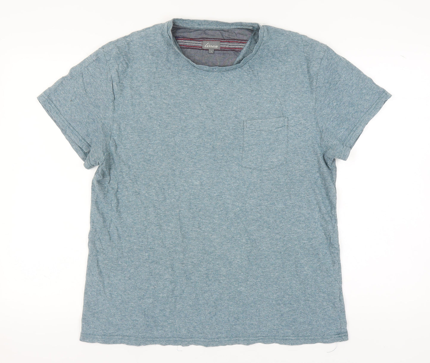 Linea Men's Blue Crew Neck T-Shirt, Size L