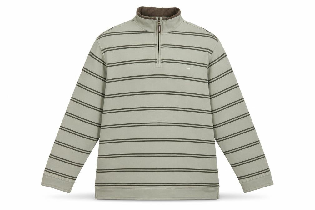 Wolsey Men's Beige Striped 1/4 Zip Sweatshirt M