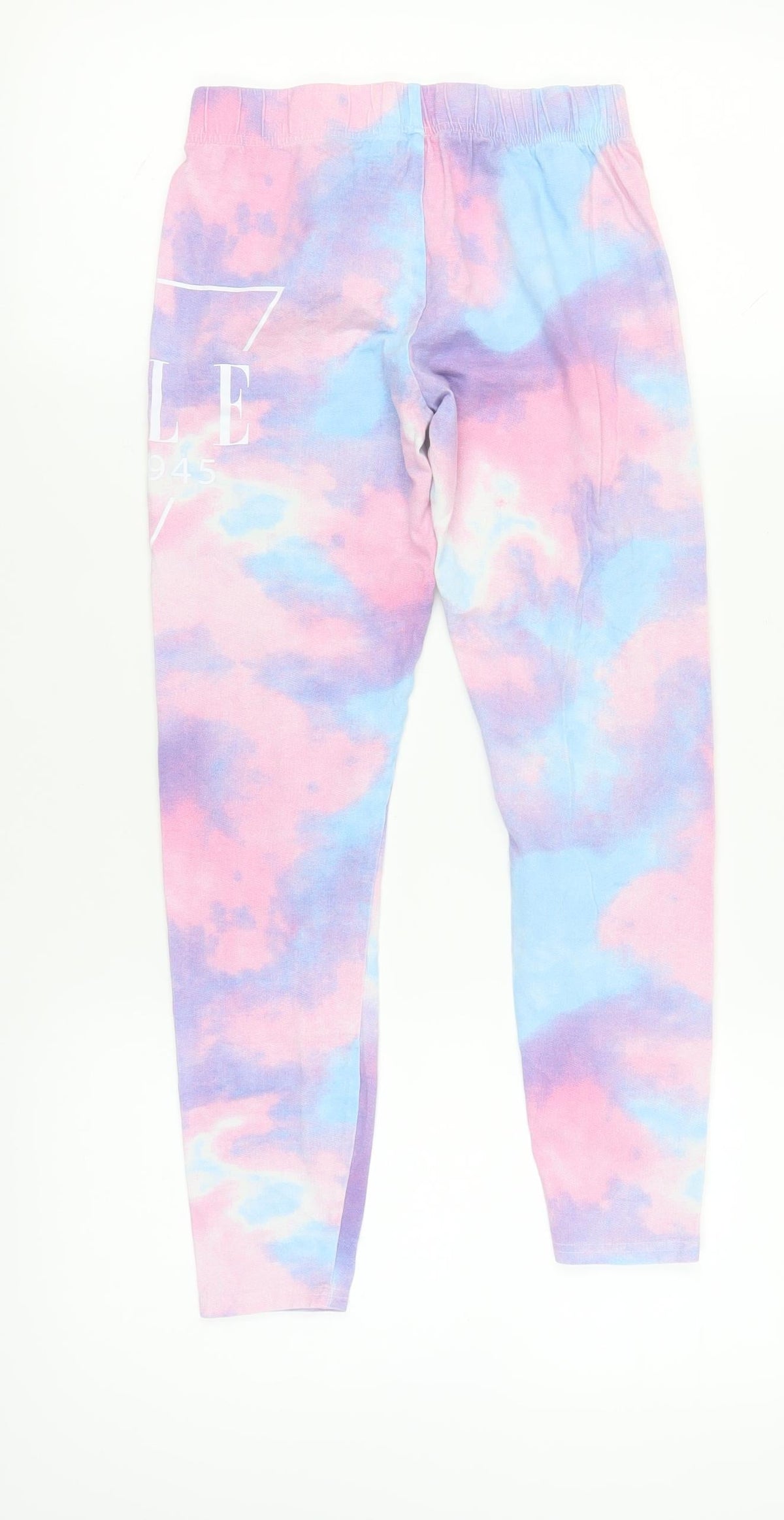 Back view of ELLE girls’ multicoloured tie dye ankle leggings 14-15 years