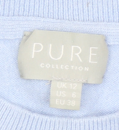 Close-up detail of Pure Collection Women's Blue Sequin Star jumper -, size 12