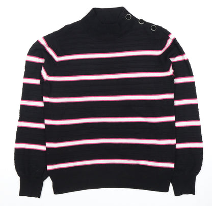 Next Women’s Black Striped High Neck Jumper, Size 10