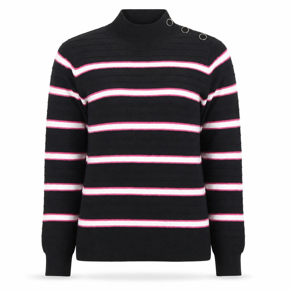 Next Women’s Black Striped High Neck Jumper, Size 10