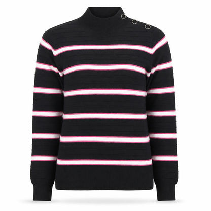 Next Women’s Black Striped High Neck Jumper, Size 10