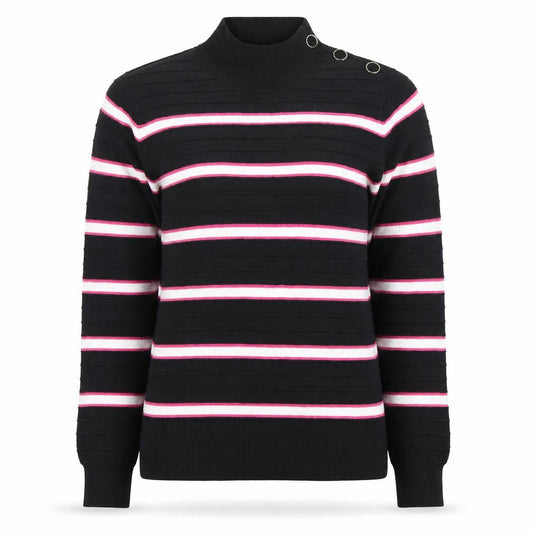 Next Women’s Black Striped High Neck Jumper, Size 10