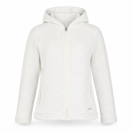 Women's White Crochet Hoodie, Size 8, Zip-Up Casual