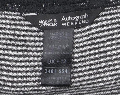 Marks & Spencer Women's Black Striped V-Neck Top