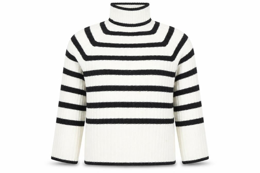 H&M Women's Black White Striped Roll Neck Jumper S