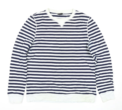 H&M Womens Blue Striped Pullover Sweatshirt Size 12