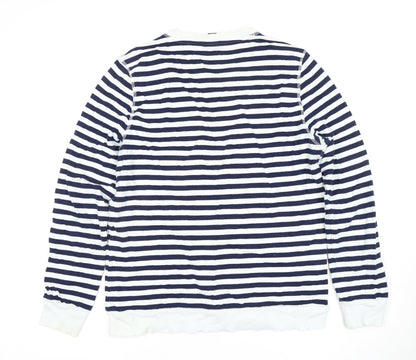 H&M Womens Blue Striped Pullover Sweatshirt Size 12