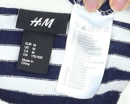 H&M Womens Blue Striped Pullover Sweatshirt Size 12