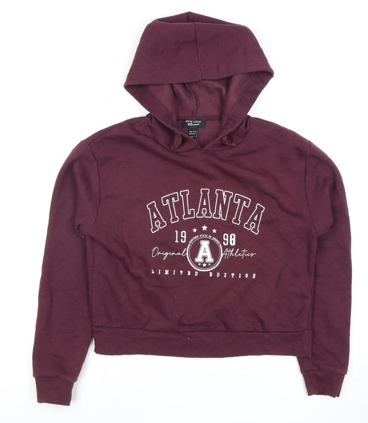 New Look Girls Burgundy Hoodie, Age 12-13, Pullover, Logo