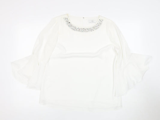 Wallis Women's White Beaded Blouse Size 12