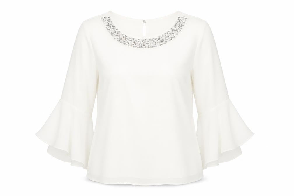 Wallis Women's White Beaded Blouse Size 12