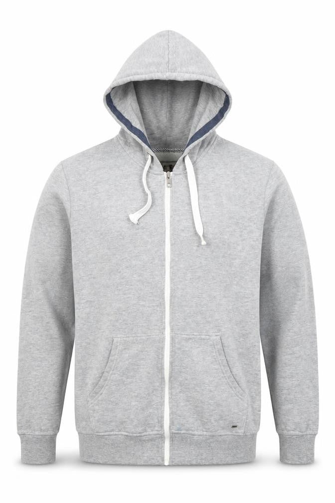 Solid Men's Grey XL Full Zip Hoodie