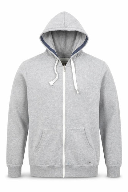 Solid Men's Grey XL Full Zip Hoodie
