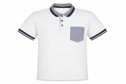 Zara Boys White Polo Shirt with Polka Dot Design, Size 11 Years