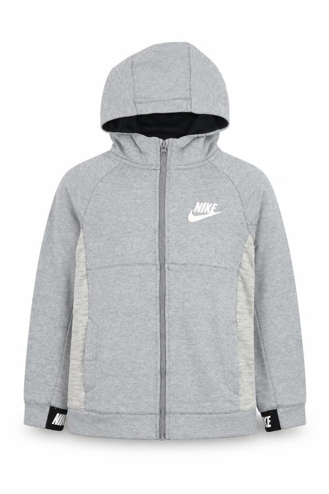 Nike Boys Grey Full Zip Hoodie M with Logo Accent