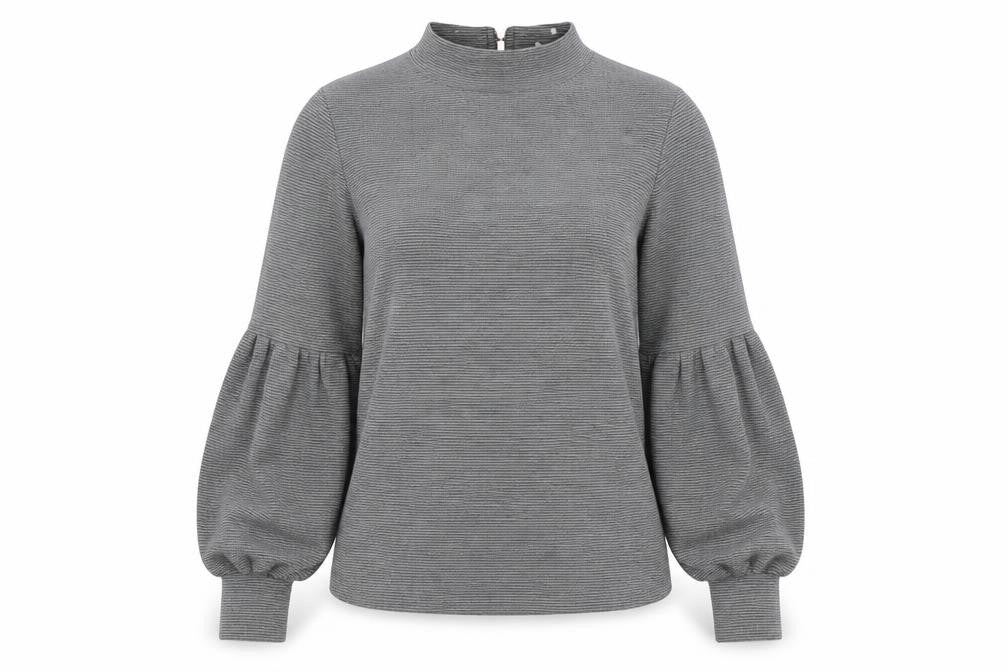 Nine Savannah Miller Grey Balloon Sleeve Top