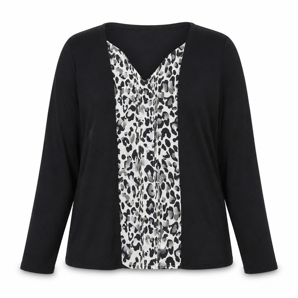 Next Women's Black Animal Print V-Neck Tunic Blouse Size 18