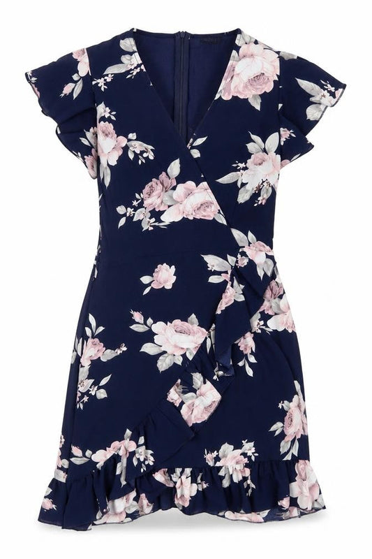 Quiz Women's Floral Wrap Dress Size 8 Multicoloured