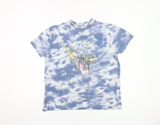 Simpsons Blue Tie Dye T-Shirt XS Unisex Adults