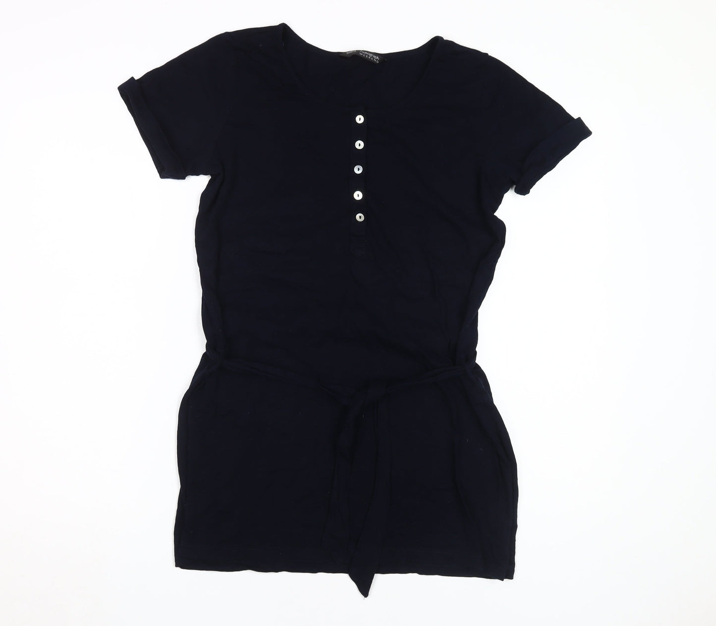 Marks and Spencer Women's Black Belted T-Shirt UK 14